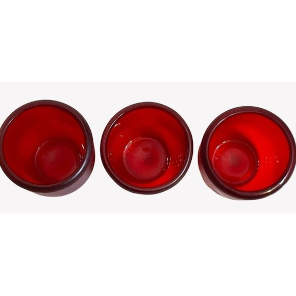 Red Frosted Glass Votive Candle Holders Set Of 3 Embossed With "JOY" Etching NEW - Picture 5 of 8